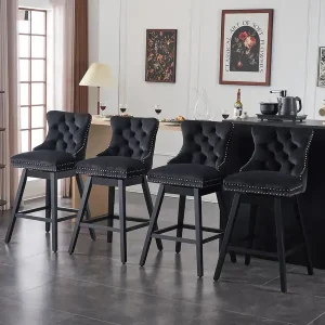 Velvet swivel counter bar stools