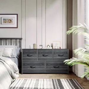 Child Dresser with Wood Tabletop 5-drawers Storage Horizontal Bedroom Dresser