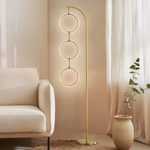 Nova 74 in. Industrial 3 Ring Light LED Super Bright Floor Lamp with 3-Way Dimmer