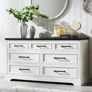 Farmhouse 7 Drawer Dresser for Bedroom, Chest of Drawers, TV Stand