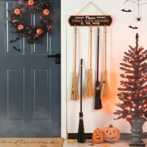Halloween Set of 5pcs 42"H Wooden Parking Brooms Porch Decor