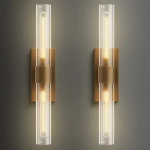 Modern Glass Wall Sconces, Indoor Wall Lighting Wall Light Fixtures, Vanity Light with Glass Shade(2-Sets)