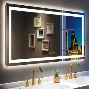 Super Bright Anti-fog LED Bathroom Mirror with Backlit and Front Lighting 3-Year Warranty
