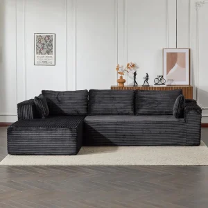 L-Shape Sectional Sofa With Chaise, Boneless Sofa With Deep Seat, Modular Sleeper Couch For Living Room Apartment