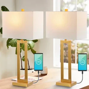 Lucie 28.5" Vintage Industrial Iron LED Table Lamp with Pull-Chain and USB Charging Port, (Set of 2)