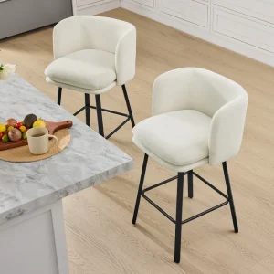 Modern Swivel Counter Bar Stool Set with Barrel Back & Double-layer Cushion