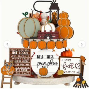 15pcs Rustic Farmhouse Fall Tiered Tray Decor Set - Autumn Harvest Tabletop Display