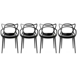 Set of 4 Modern Stackable Dining Chairs